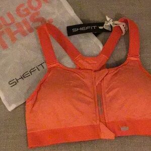 SheFit 2Luxe Low Impact Ultimate Sports Bra Orange Size Large NWT
